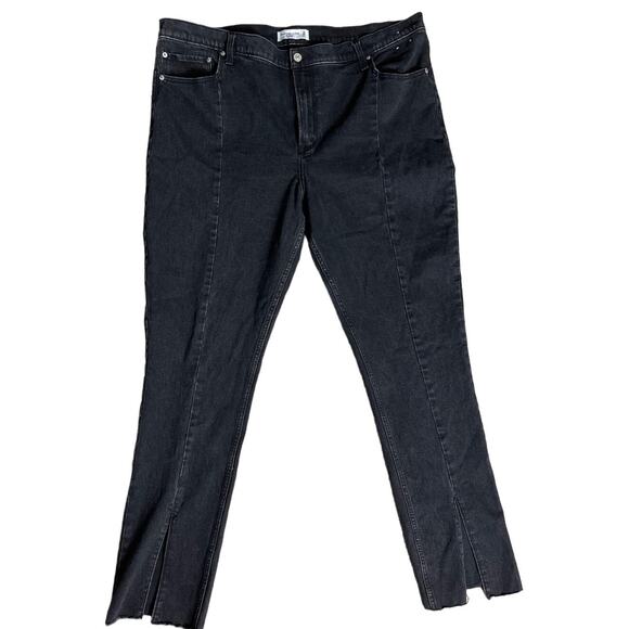 Abercrombie & Fitch Plus The Skinny High Rise Split Hem Black Jeans Size 20 Long - Picture 5 of 11